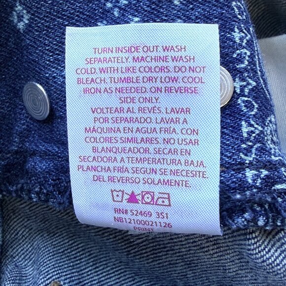 No Boundaries Overalls Womens M Blue Bandana Denim Distressed Shorts - Picture 12 of 13